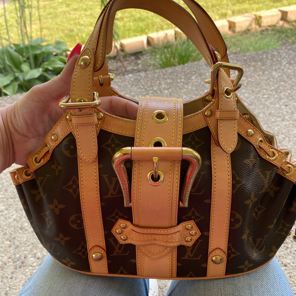 Louis Vuitton Hand bag, brown and tan LV.